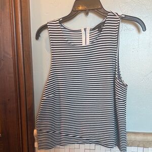Banana Republic Black & White Striped Sleeveless Tank